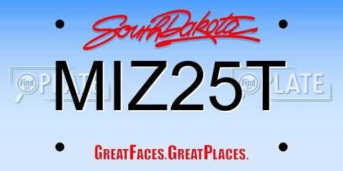 MIZ25T South Dakota License Plate