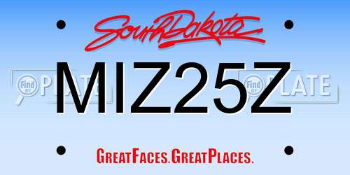 MIZ25Z South Dakota License Plate