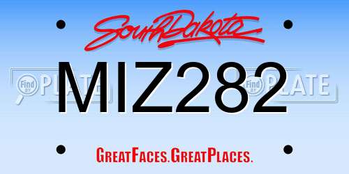 MIZ282 South Dakota License Plate