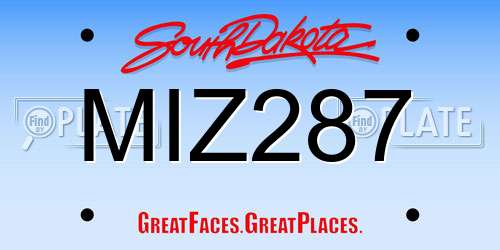 MIZ287 South Dakota License Plate