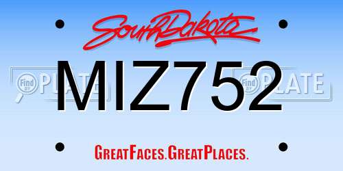 MIZ752 South Dakota License Plate