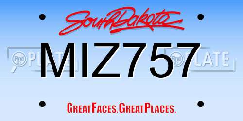 MIZ757 South Dakota License Plate