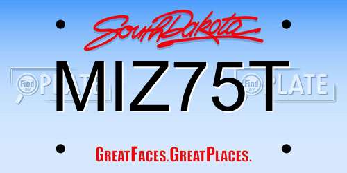 MIZ75T South Dakota License Plate