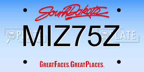 MIZ75Z South Dakota License Plate