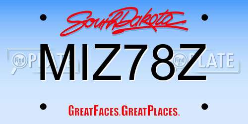 MIZ78Z South Dakota License Plate