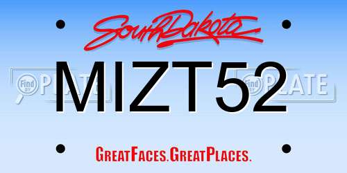 MIZT52 South Dakota License Plate