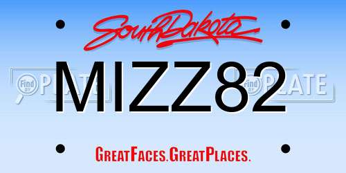 MIZZ82 South Dakota License Plate