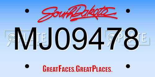MJ09478 South Dakota License Plate
