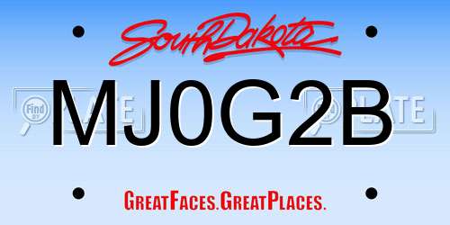 MJ0G2B South Dakota License Plate