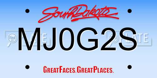 MJ0G2S South Dakota License Plate