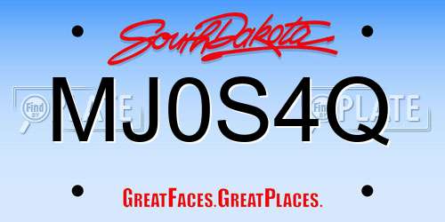 MJ0S4Q South Dakota License Plate