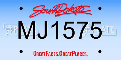 MJ1575 South Dakota License Plate