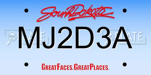 MJ2D3A South Dakota License Plate