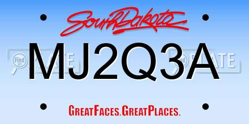 MJ2Q3A South Dakota License Plate