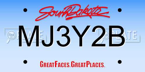 MJ3Y2B South Dakota License Plate