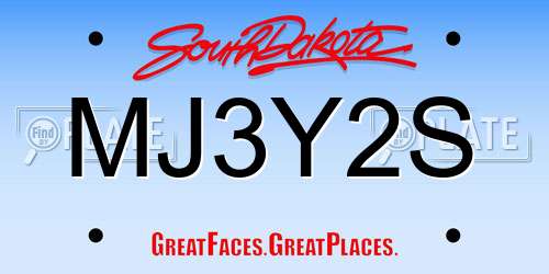 MJ3Y2S South Dakota License Plate