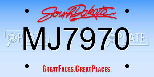 MJ7970 South Dakota License Plate