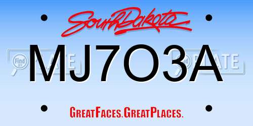 MJ7O3A South Dakota License Plate