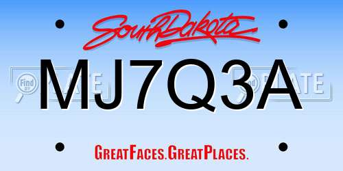 MJ7Q3A South Dakota License Plate