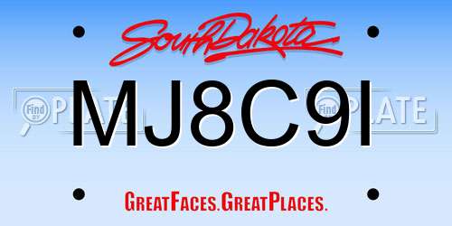MJ8C9I South Dakota License Plate