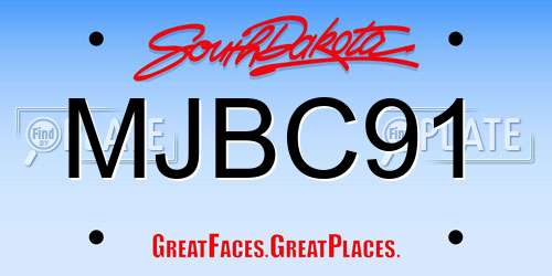 MJBC91 South Dakota License Plate