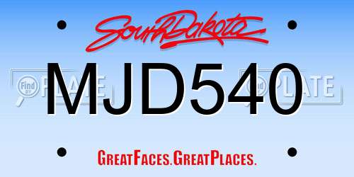 MJD540 South Dakota License Plate