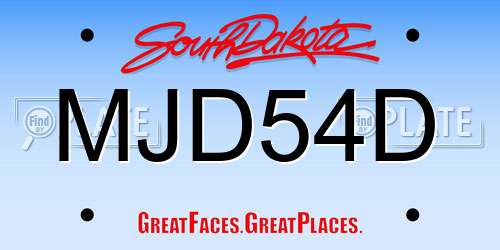 MJD54D South Dakota License Plate