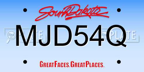 MJD54Q South Dakota License Plate