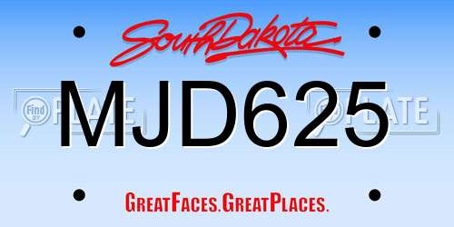 MJD625 South Dakota License Plate