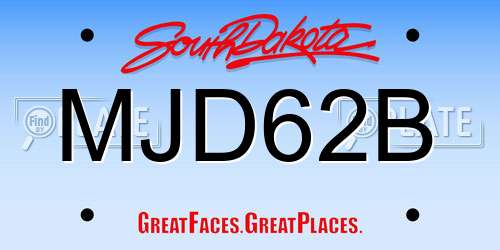 MJD62B South Dakota License Plate