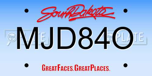 MJD84O South Dakota License Plate
