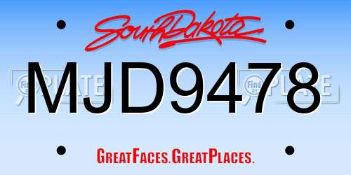 MJD9478 South Dakota License Plate