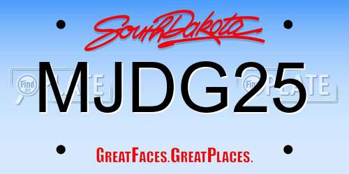 MJDG25 South Dakota License Plate