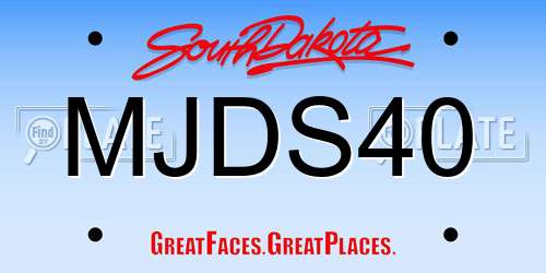 MJDS40 South Dakota License Plate