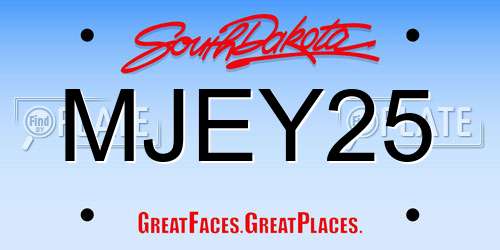 MJEY25 South Dakota License Plate