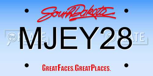 MJEY28 South Dakota License Plate