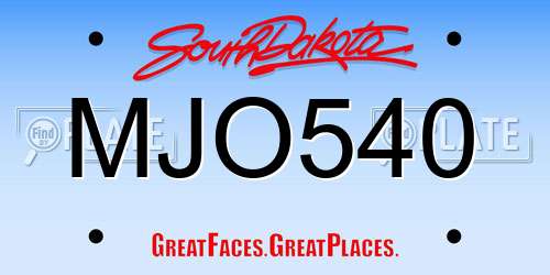 MJO540 South Dakota License Plate