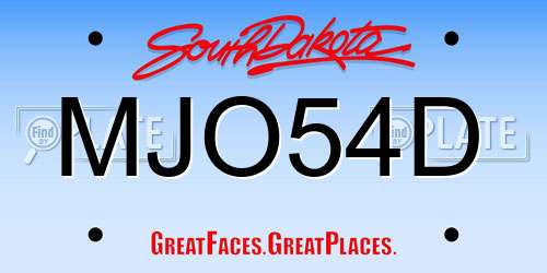 MJO54D South Dakota License Plate