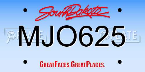 MJO625 South Dakota License Plate