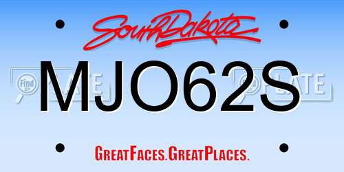 MJO62S South Dakota License Plate