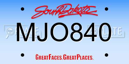MJO840 South Dakota License Plate
