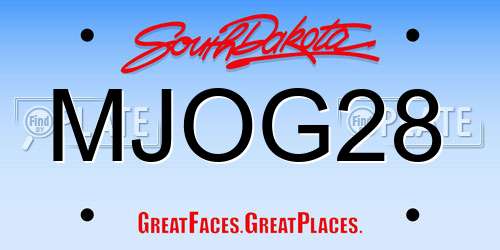 MJOG28 South Dakota License Plate