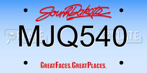 MJQ540 South Dakota License Plate