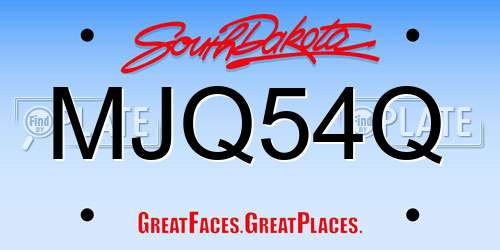 MJQ54Q South Dakota License Plate