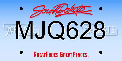 MJQ628 South Dakota License Plate
