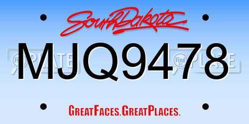 MJQ9478 South Dakota License Plate
