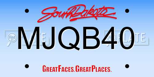 MJQB40 South Dakota License Plate