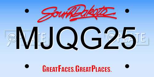 MJQG25 South Dakota License Plate
