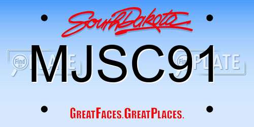 MJSC91 South Dakota License Plate