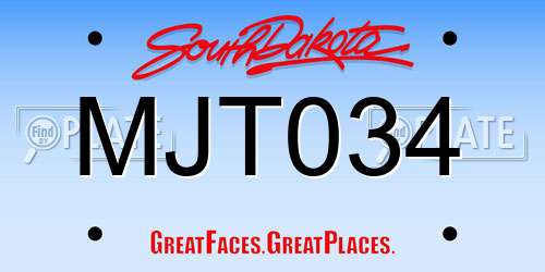 MJT034 South Dakota License Plate